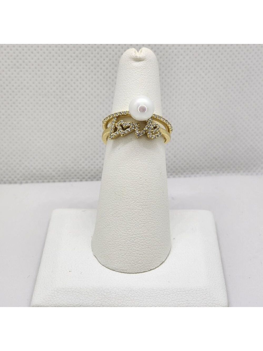 Brand New Sterling Silver 925 2pcs Pearl Love Ring